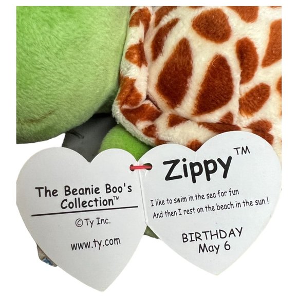 NWT! Ty Beanie Boo's Turtle Zippy Glitter Eyes Birthday May 6 Plush Toy 7" READ - Picture 5 of 11